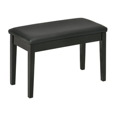 HOMCOM Classic Piano Bench Stool, PU Leather Padded Keyboard Stool with Rubber Wood Legs and Music Storage Compartment, Black