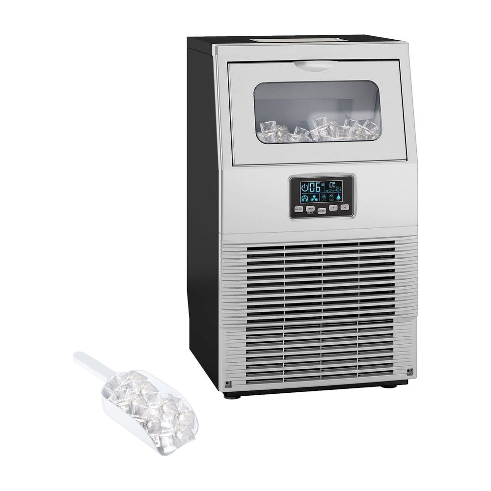 HOMCOM Commercial Ice Maker with 4kg Ice Storage, silver tone, with ice scoop