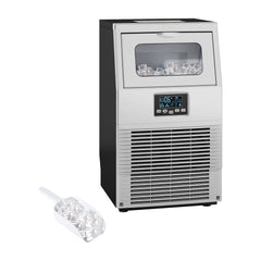 HOMCOM Commercial Ice Maker with 4kg Ice Storage, silver tone, with ice scoop