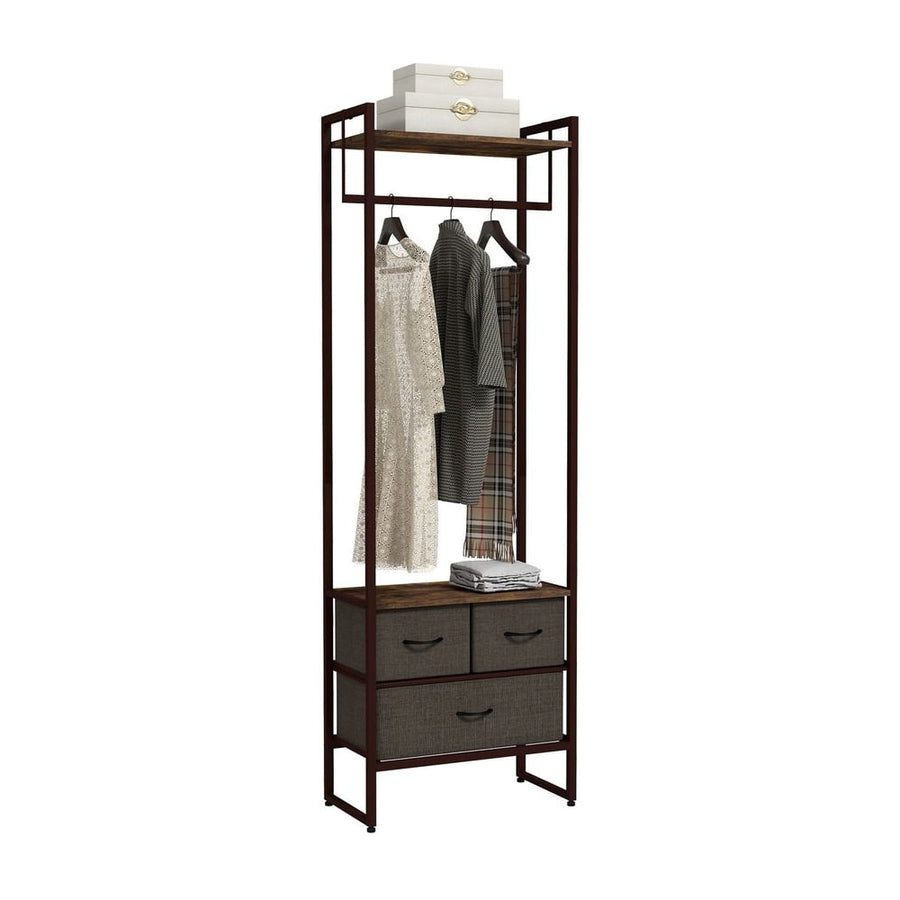 HOMCOM Compact Clothes Rail with two drawers and a shelf above