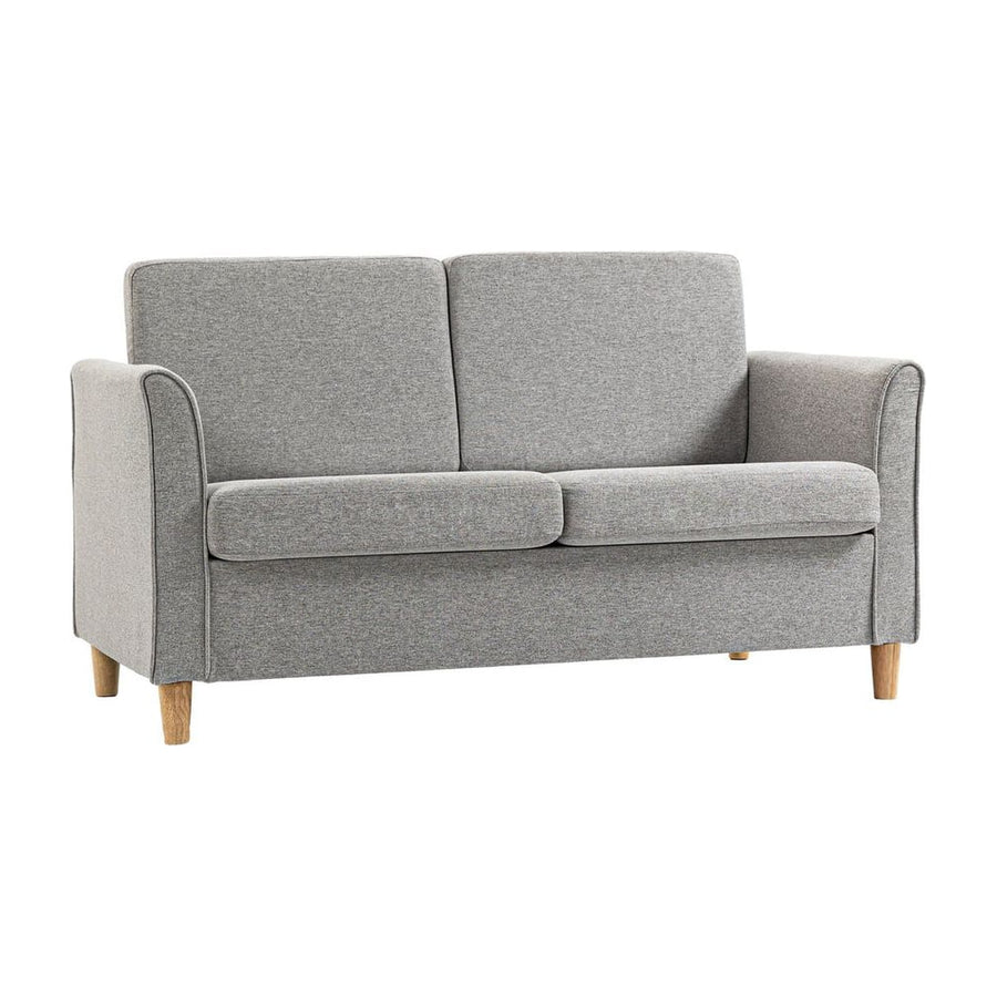 HOMCOM Compact Loveseat Sofa, Modern 2 Seater Sofa for Living Room with Wood Legs and Armrests, Light Grey