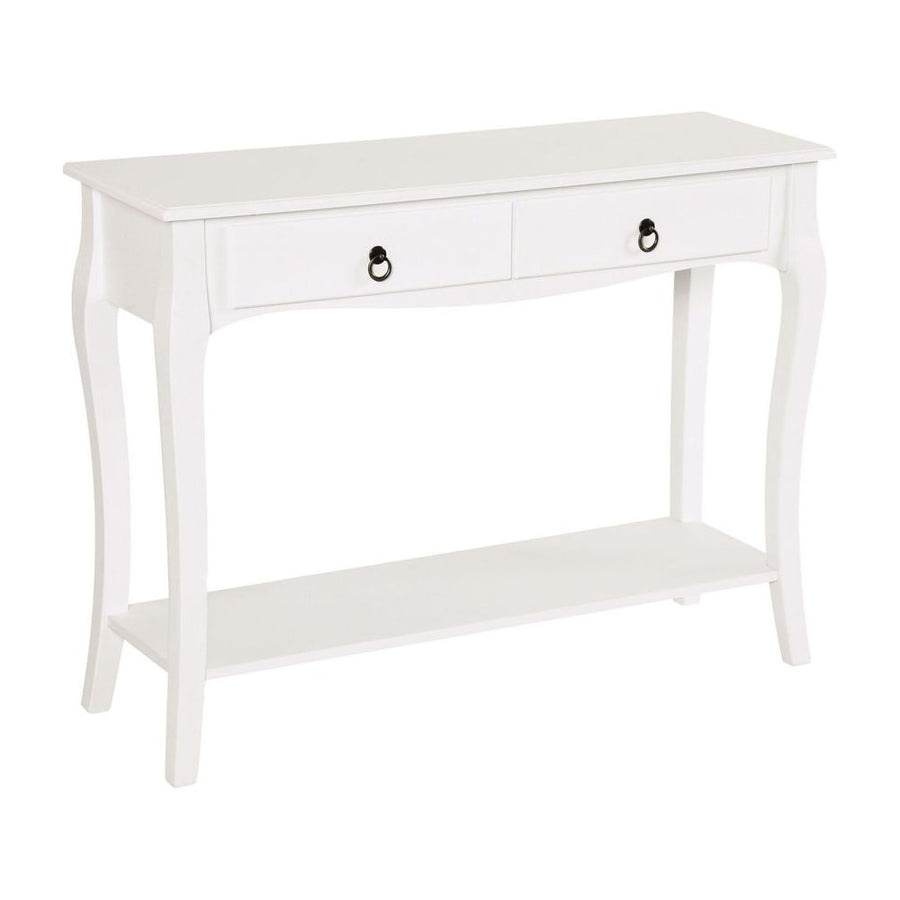 HOMCOM Console Table Modern Sofa Side Desk with Storage Shelves Drawers for Living Room Entryway Bedroom Ivory White