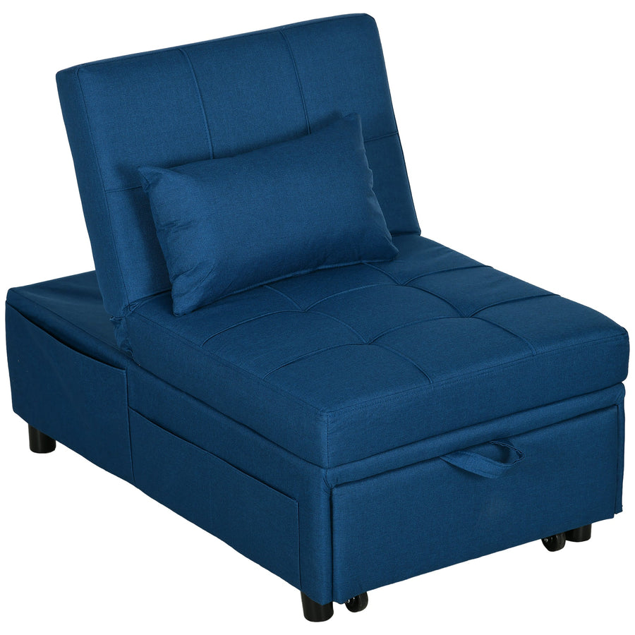 HOMCOM Convertible Chair Bed with Padding Seat, 4-in-1 Multi-Functional Sleeper Sofa Bed, Recliner with Adjustable Backrest