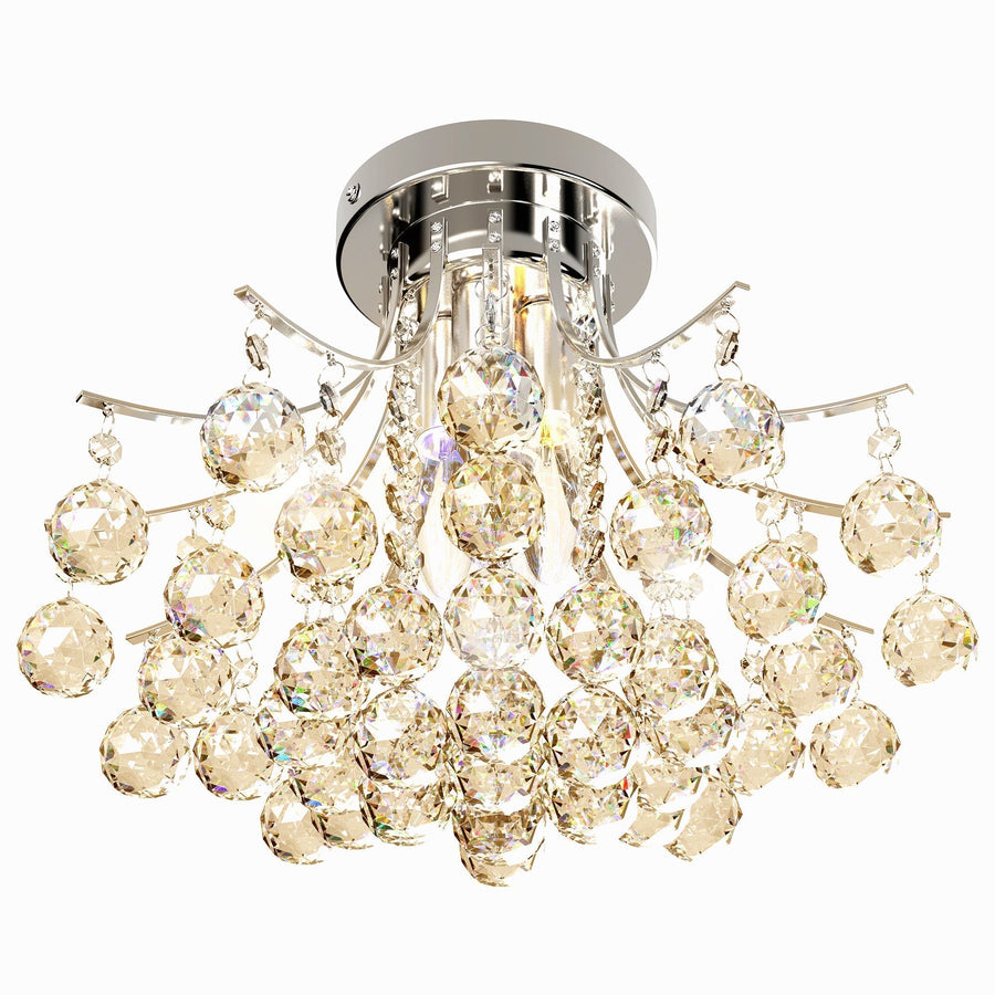 HOMCOM Crystal Chandeliers, K9 Droplets Ceiling Light with 3 E14 Bulb Base, Pendant Lights for Living Room, Bedroom, Dining