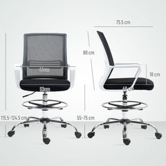 Office chair with dimensions shown for height and width
