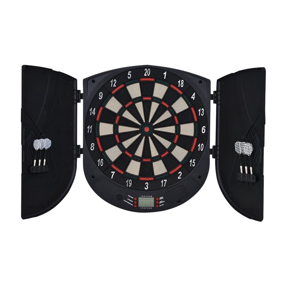 HOMCOM Electronic Dartboard Set 26 Games and 185 Variations with 6 Darts and Cabinet to Stroage Multi-Game Option