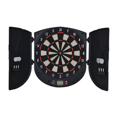 HOMCOM Electronic Dartboard Set 26 Games and 185 Variations with 6 Darts and Cabinet to Stroage Multi-Game Option