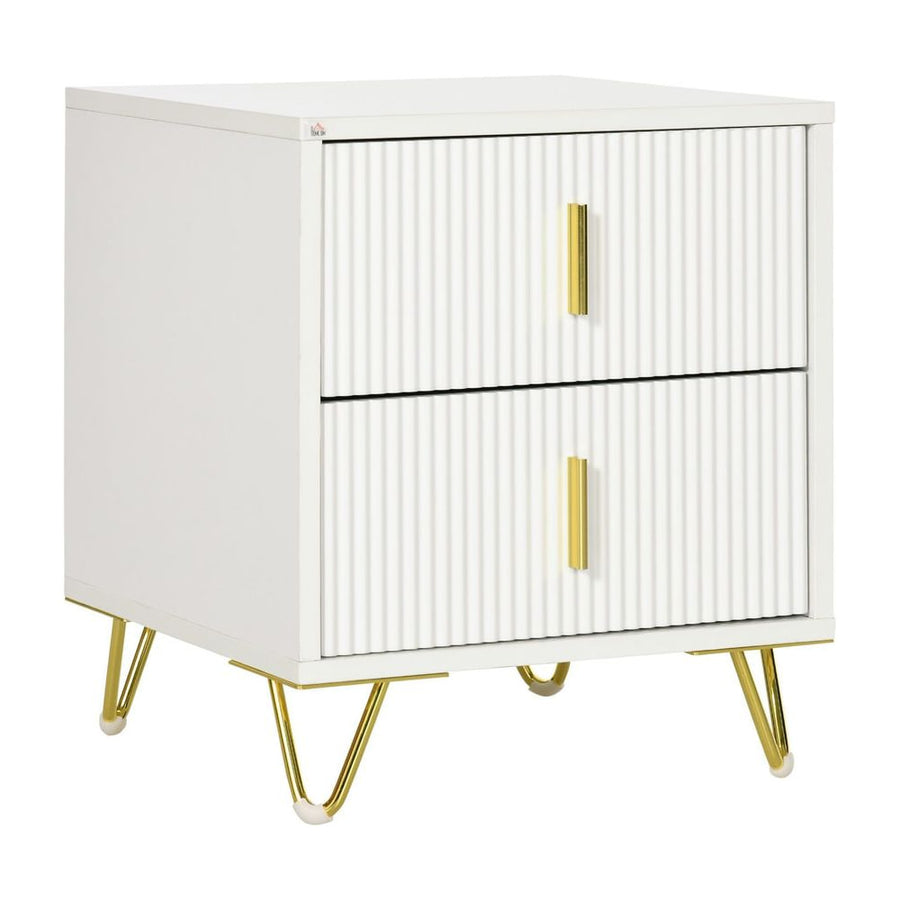 HOMCOM Elegant Chest of Two Drawers - White/Gold-Tone