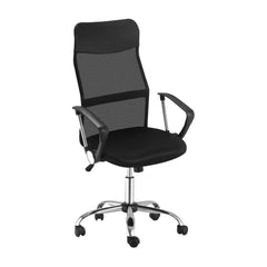 HOMCOM Ergonomic Office Chair with black mesh back and seat, chrome base and wheels