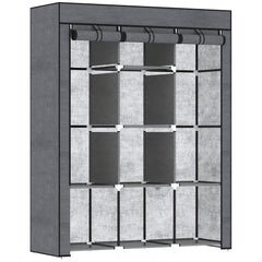 HOMCOM Fabric Wardrobe, with Rails and Shelves - Dark Grey