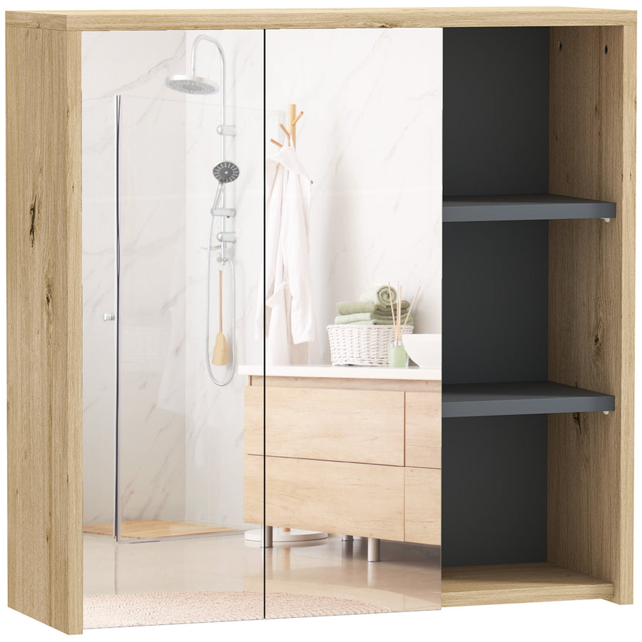 HOMCOM Five-Shelf Mirrored Bathroom Cabinet