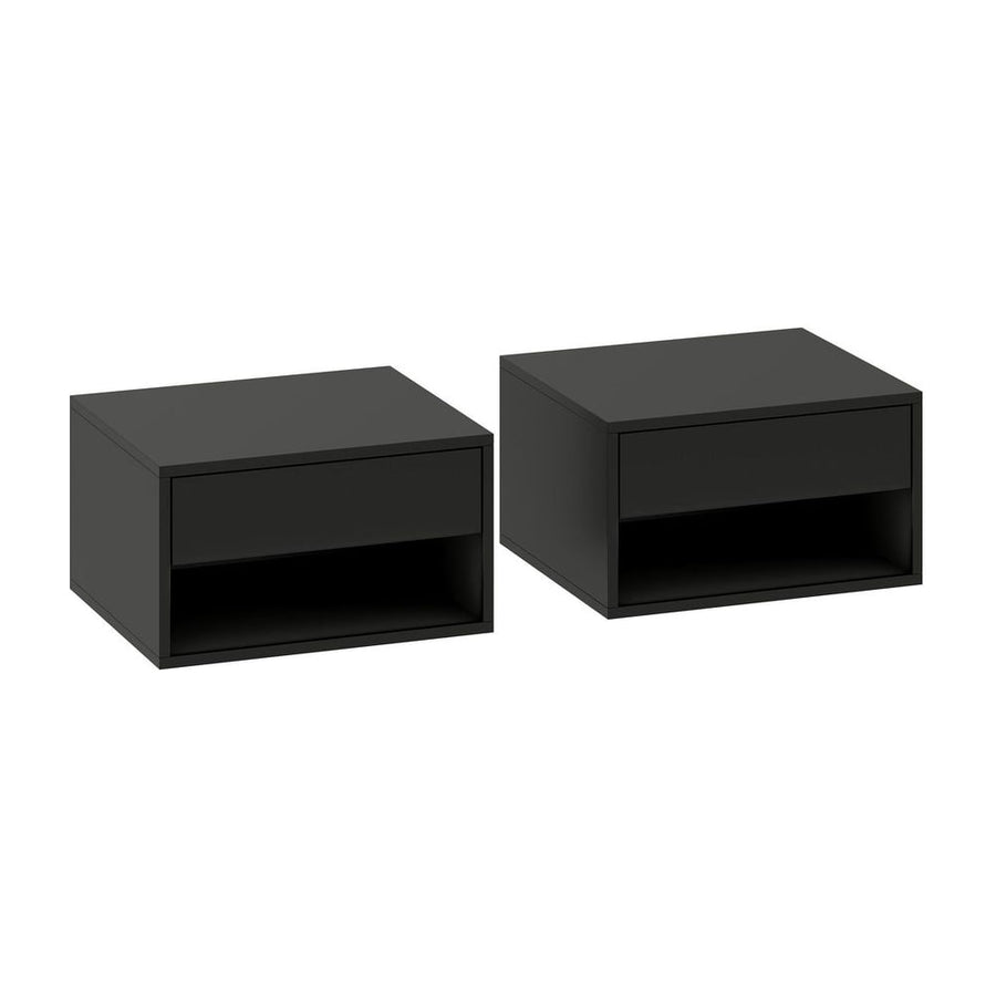 HOMCOM Floating Bedside Tables Set of 2, Wall Mounted Nightstand, Black