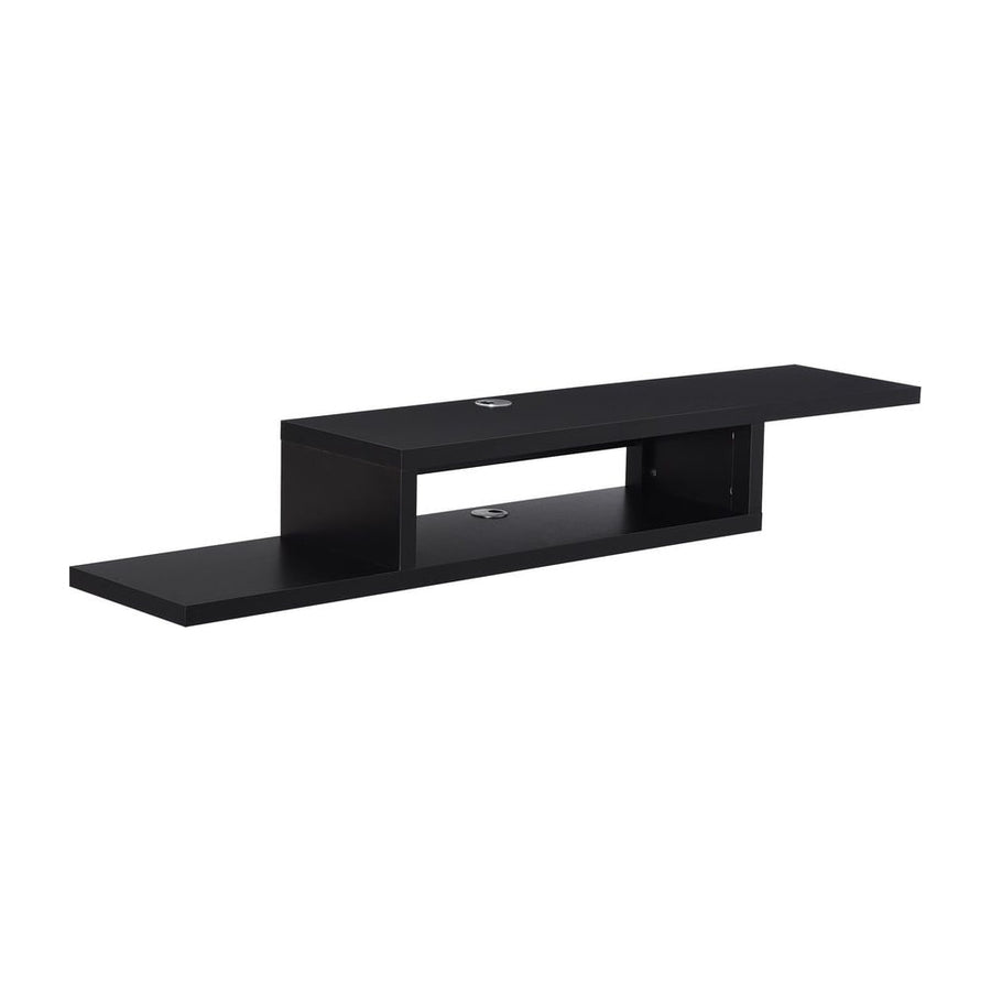 HOMCOM Floating TV Unit, Wall Mounted TV Stand with Open Shelf and 2 Cable Holes, Entertainment Unit for Living Room, Black