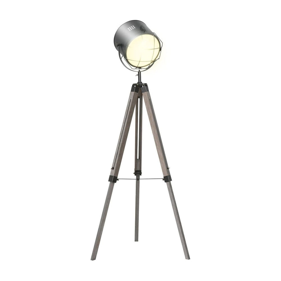 HOMCOM Floor Lamp with Adjustable Tripod for Living Room Bedroom, Vintage Spotlight Reading Lamp with Wood Legs, 115-155cm