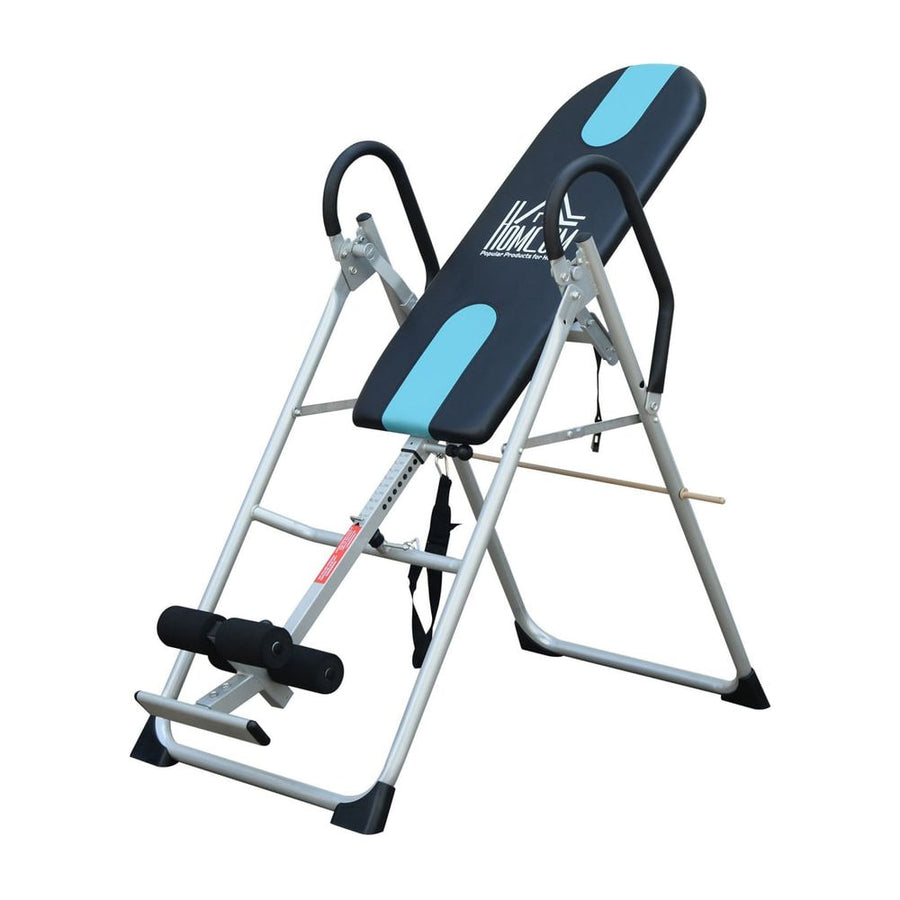 HOMCOM Foldable Gravity Inversion Table Back Therapy Home Fitness Bench Black