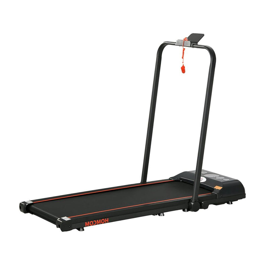 HOMCOM Foldable Walking Treadmill, with LED Display and Wheels, for Home, Office, Gym, Red