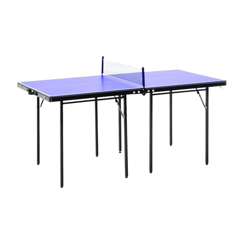 HOMCOM Folding 5ft Mini Compact Table Tennis Top Ping Pong Table Set Professional Net Games Sports Training Play Blue