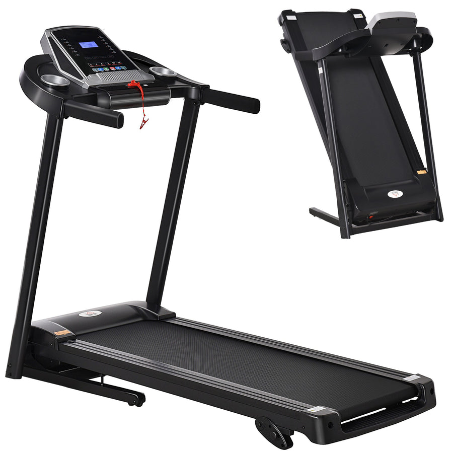 HOMCOM Folding Treadmill, 2.0HP Incline Treadmill Running Machine, 12.8 km/h, with LED Display, Manual Incline, 12 Preset
