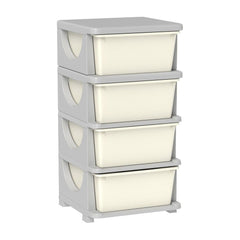 HOMCOM Four-Tier Kids Storage Boxes, with Four Drawers - White