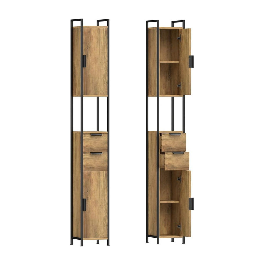 HOMCOM Freestanding Bathroom Cabinet, Tall Bathroom Storage Cabinet with Drawers and Shelves, Linen Storage, Brown
