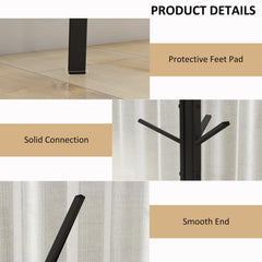 The coat rack showing close-up details of the protective feet, solid joints and smooth ends
