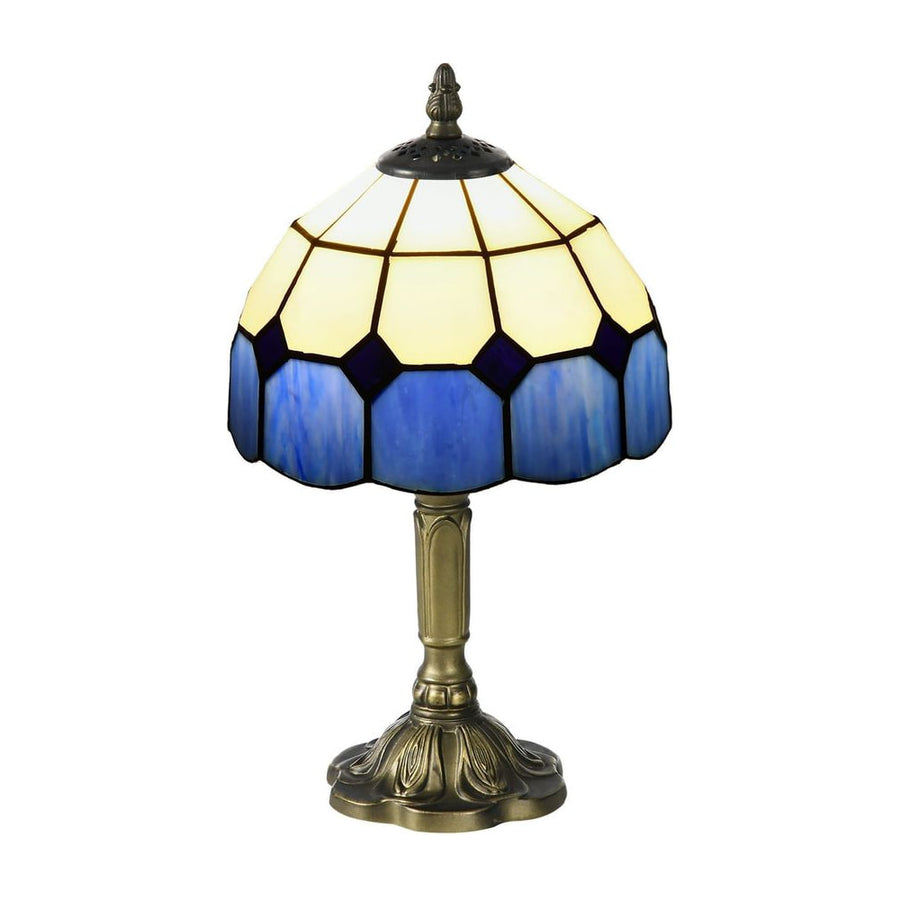 HOMCOM Handmade Stained Glass Table Lamp, Antique Bedside Lamp for Bedroom, Living room, Home, Nightstand, Decorative Night