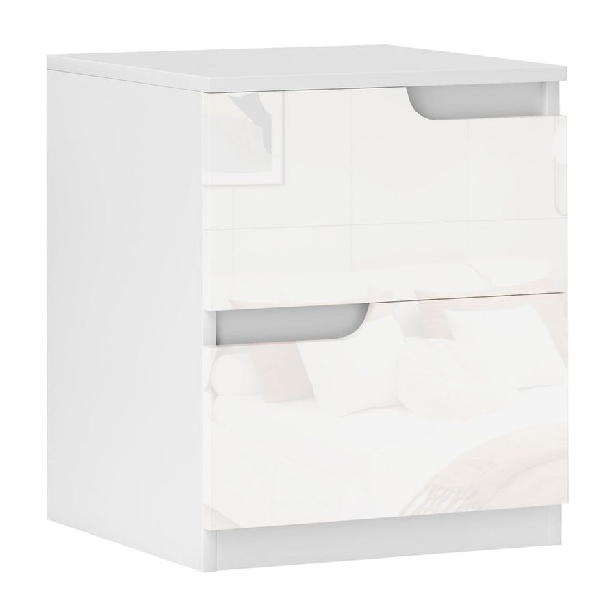 HOMCOM High Gloss Bedside Table - White