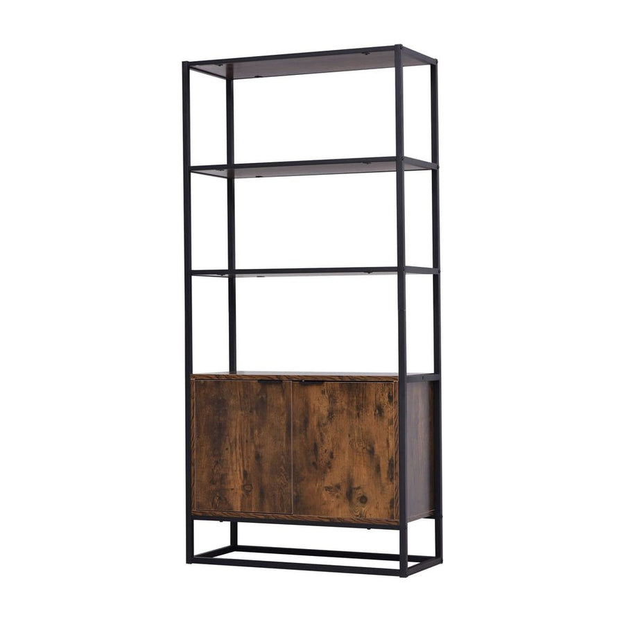 HOMCOM Industrial Bookshelf, Storage Shelf, Large Bookcase with 3 Open Shelves, Multifunctional Rack for Living Room, Office