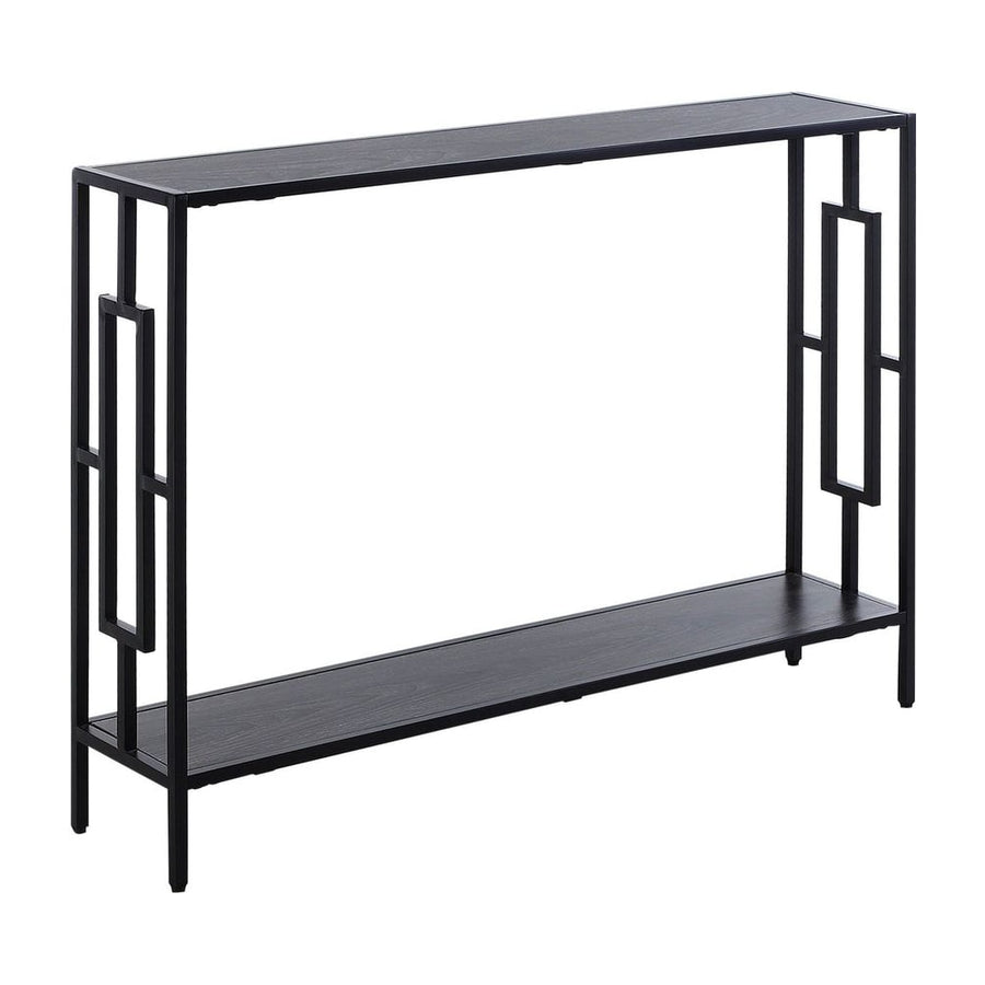 HOMCOM Industrial Console Table with Storage Shelf in grey and black with a metal frame