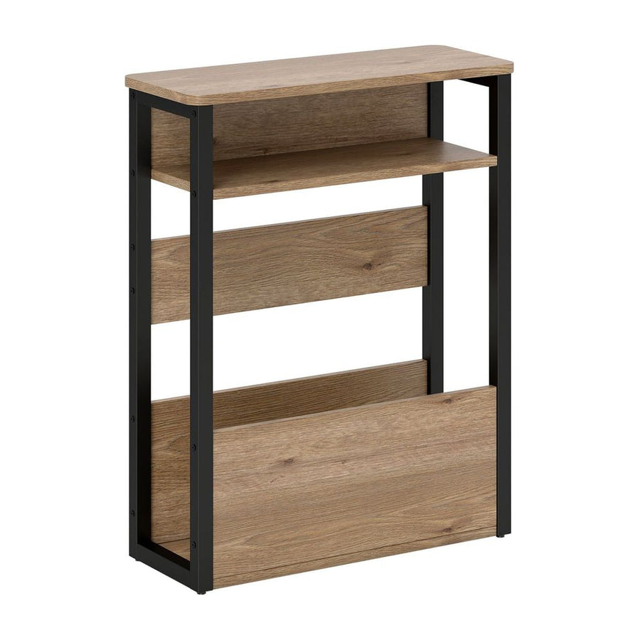 HOMCOM Industrial-Style Side Table - Black/Walnut Brown