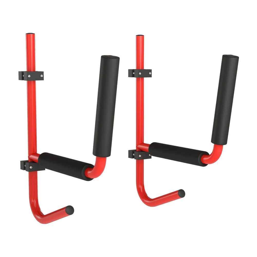 HOMCOM Kayak Canoe Heavy Duty Wall Mounted Storage Holder Rack in red with black padded arms