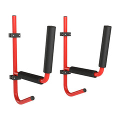 HOMCOM Kayak Canoe Heavy Duty Wall Mounted Storage Holder Rack in red with black padded arms
