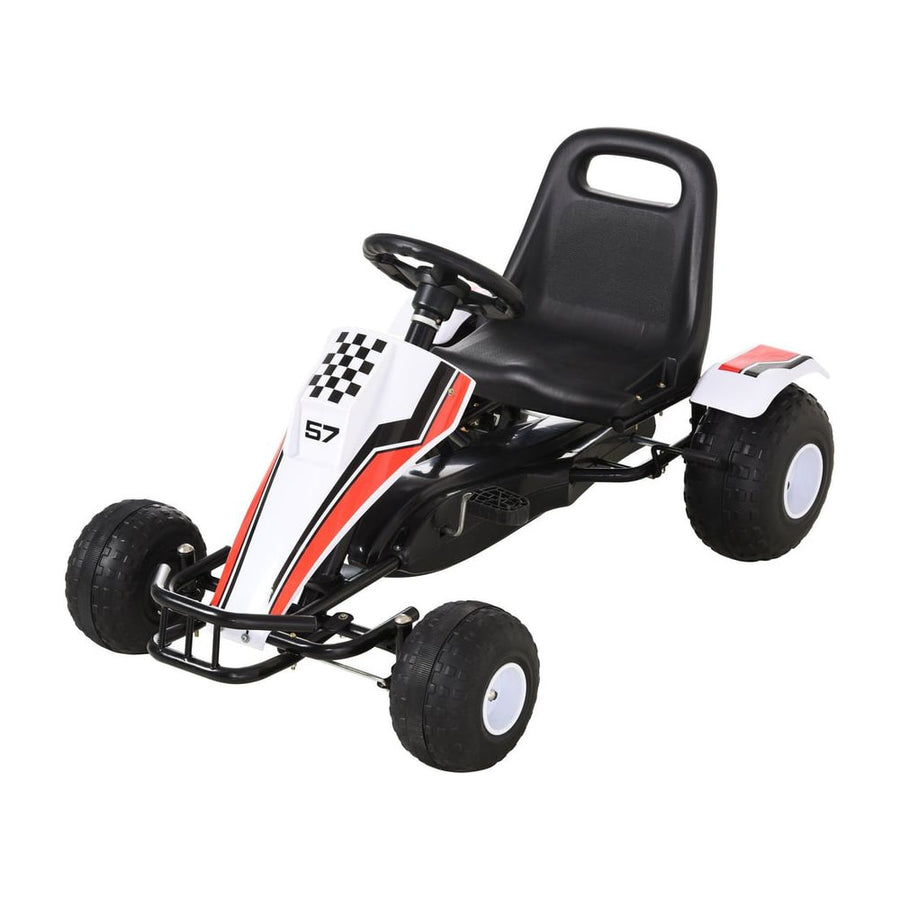 HOMCOM Kids Children Pedal Go Kart Manual Ride On Car in White
