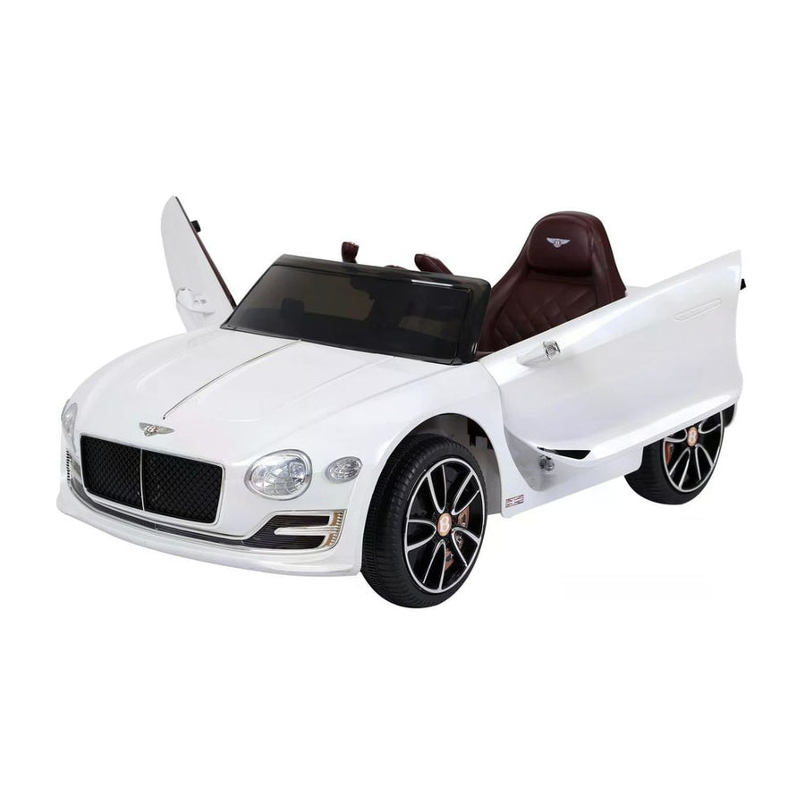 HOMCOM Kids Electric Car in white with both doors open on a plain background