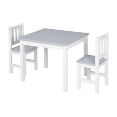 HOMCOM Kids Table and Chair Set 3 Pieces Toddler Preschoolers Desk with 2 Chairs for Indoor Study Rest Snack Time Grey