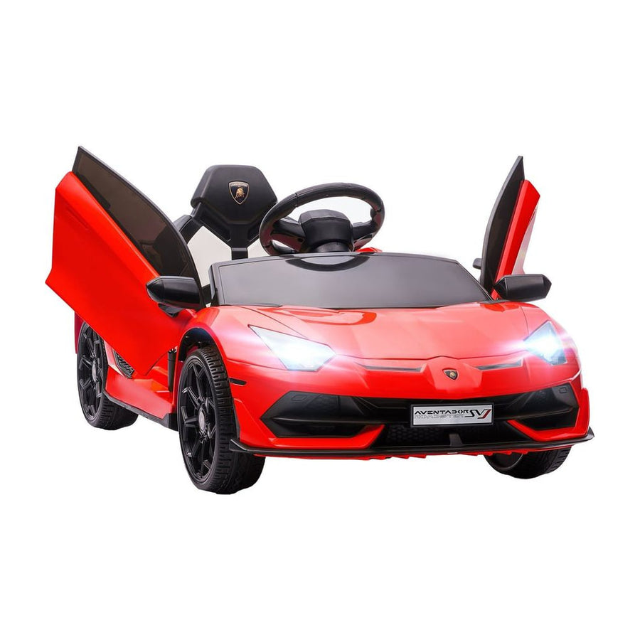 HOMCOM Lamborghini Licensed 12V kids Electric Car in red with butterfly doors open