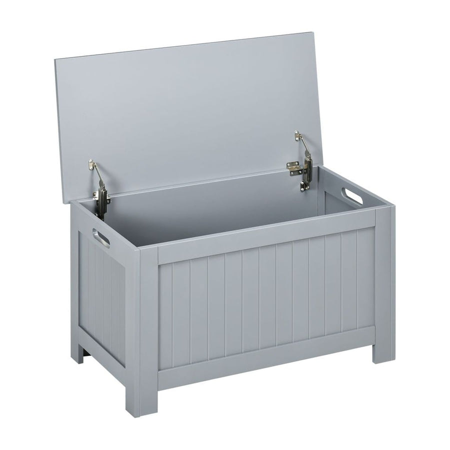 HOMCOM Large Storage Box Toy Chest Cabinet Container Unit Organizer with Lid & Safety Hinges, Grey