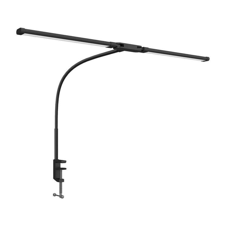 HOMCOM LED Desk Lamp with Clamp, Double Head Table Lamp with 3 Colour Modes & 10 Brightness Levels, Flexible Gooseneck