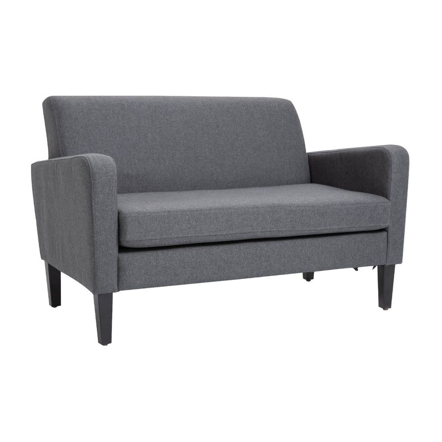 HOMCOM Linen Modern-Curved 2-Seat Sofa Loveseat w/ Thick Cushion Wood Legs Foot Pads Single Compact Home Furniture Grey