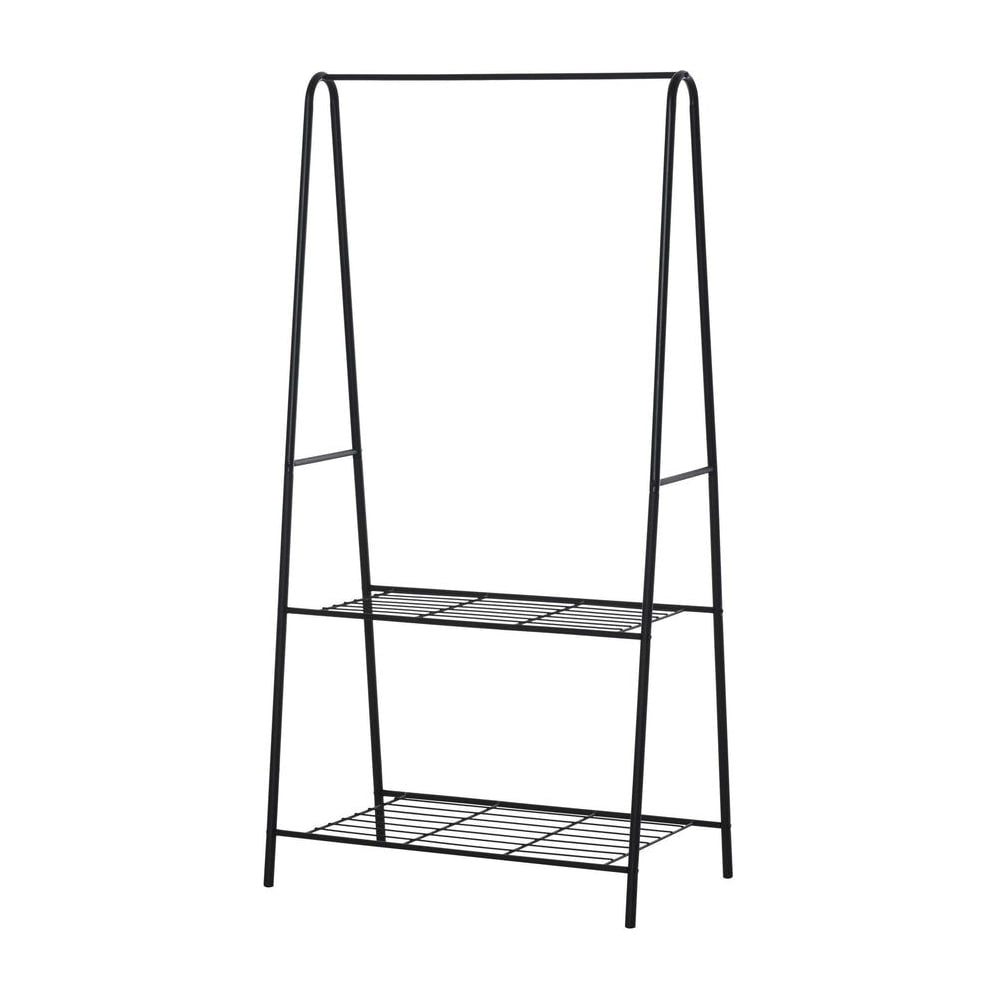 HOMCOM Metal Clothes Rack Coat Garment Hanger Hallway Organiser Hanging Rail Stand 2-tier Shoe Shelving A Shaped 77L x 45W x