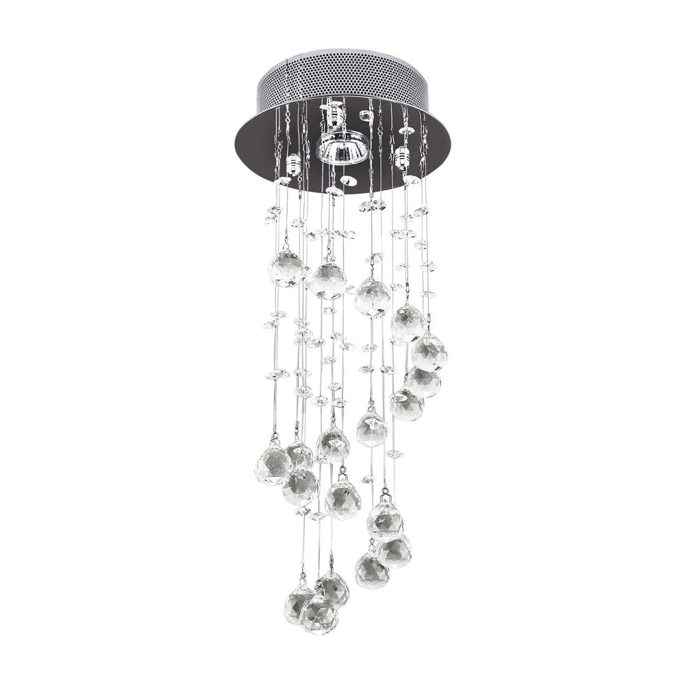 HOMCOM Metal Crystal Ceiling Light Chandelier Elegant Pendant Lamp Living Room Stairway Stairway Spiral Rain Drop Pendant