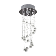 HOMCOM Metal Crystal Ceiling Light Chandelier Elegant Pendant Lamp Living Room Stairway Stairway Spiral Rain Drop Pendant