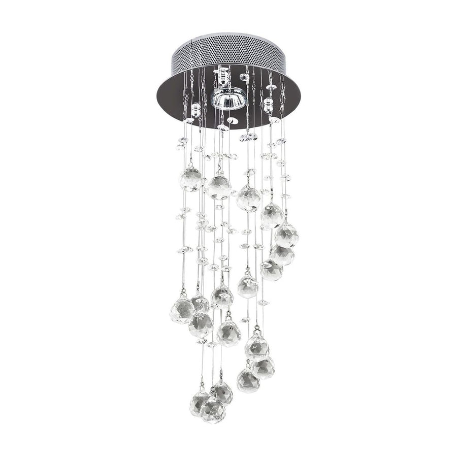 HOMCOM Metal Crystal Ceiling Light Chandelier Elegant Pendant Lamp Living Room Stairway Stairway Spiral Rain Drop Pendant