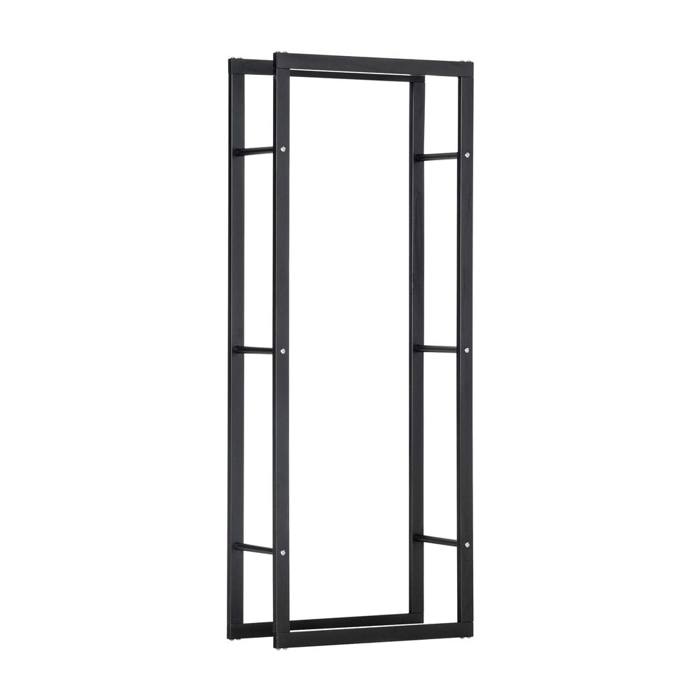 HOMCOM Metal Firewood Log Holder Tall Firewood Rack Indoor Outdoor Fireplace Wood Storage Shelf, Black, 60Wx25Dx150Hcm