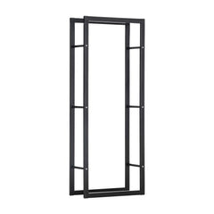 HOMCOM Metal Firewood Log Holder Tall Firewood Rack Indoor Outdoor Fireplace Wood Storage Shelf, Black, 60Wx25Dx150Hcm