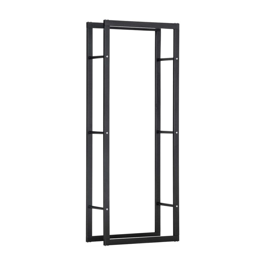 HOMCOM Metal Firewood Log Holder Tall Firewood Rack Indoor Outdoor Fireplace Wood Storage Shelf, Black, 60Wx25Dx150Hcm