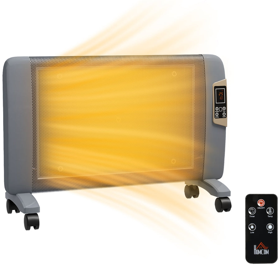 HOMCOM Mica Electric Space Heater, Portable Heater for Home with 2 Heat Settings, Living Room, Study, Garage, Adjustable