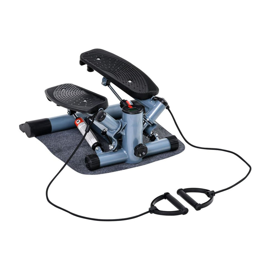 HOMCOM Mini Stepper Step Machine with Resistance Bands and Cushion Mat for Leg Arm Full Body Training Fitness Stair Stepper