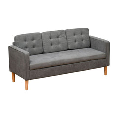 HOMCOM Modern 3 Seater Sofa with Hidden Storage, 169cm Tufted Snow Flannel Couch with Wood Legs, Compact Sofa for Living