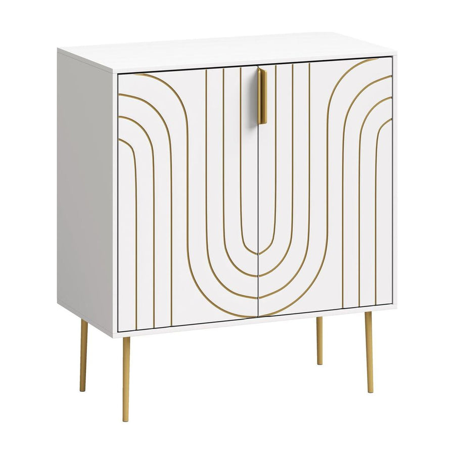 HOMCOM Modern Kitchen Cupboard, Storage Cabinet with 2 Doors, Adjustable Shelf and Metal Legs, White